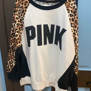 Victorias Secret sweatshirt size Large Leopard sleeve womens
